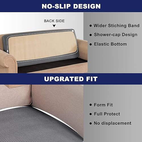 Miniatura 10 de Funda de cojín elástica individual para sofá, funda protectora de repuesto para cojín Chesterfield, funda para asiento de caravana (azul marino, 3