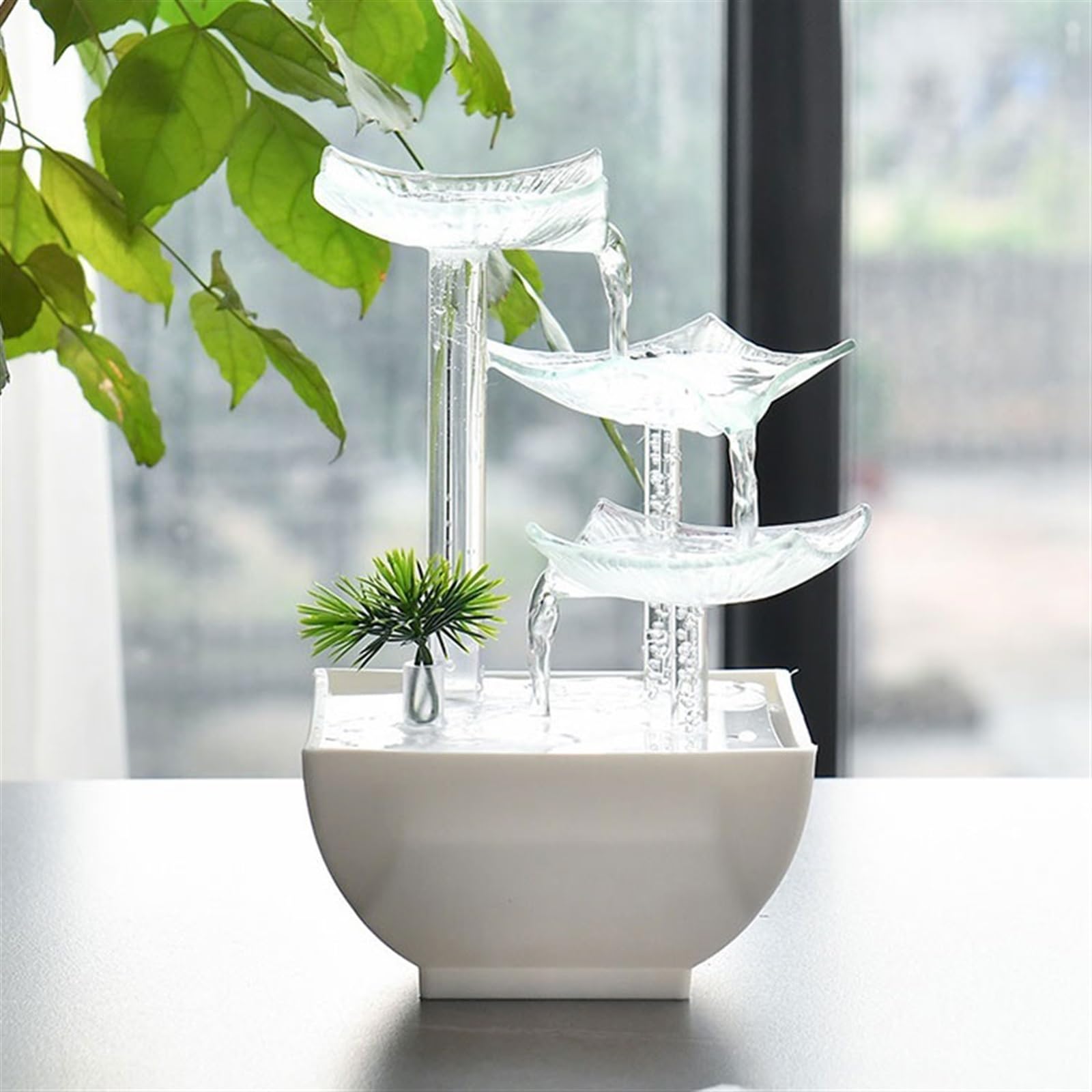 Fontana da tavolo, Centrotavola Zen Home Decor in ceramica e vetro 14x14x21 cm