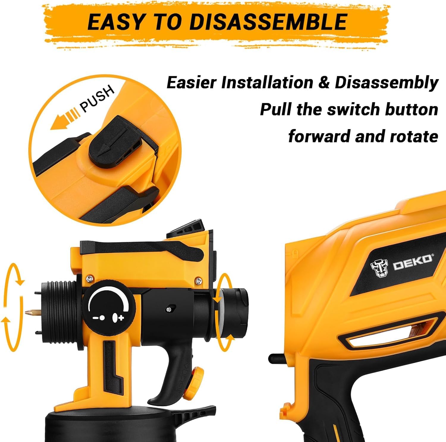 Paint Sprayer :DEKOPRO 1000W HVLP High Power Paint Gun with 1200ml High Capacity Container, Easy to Clean,for House Painting, Furniture, Cabinets, Fence, Walls, Door, Garden Chairs etc - 5