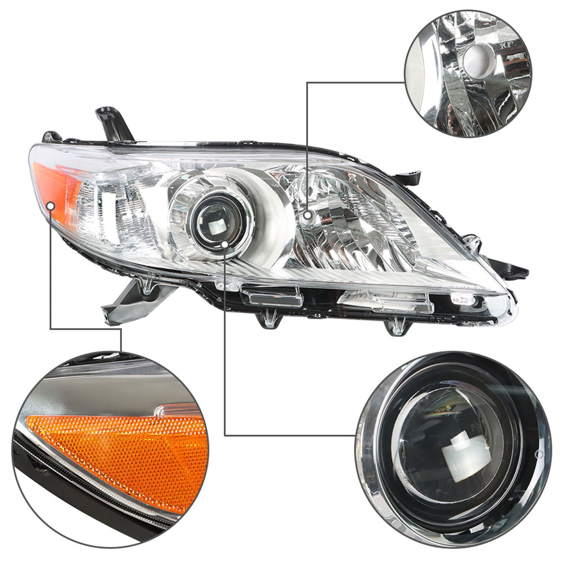 Amazon | GENRICS ヘッドランプ アセンブリ 交換用 2011-2018 トヨタ