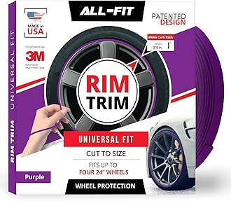 All-Fit Automotive Rim Trim – Durable DIY Car Exterior Accessories for Curb Rash Protection – Fits Up to Four 24” Wheels – Flexible, Durable Wheel Rim Protector (3/8″ Width/Purple)