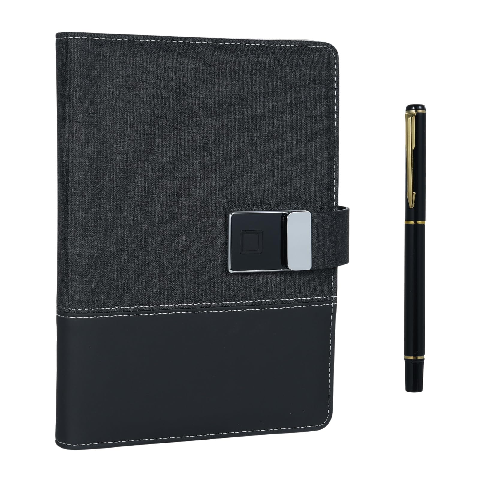 Fabater Notebook A5, Blocco Impronte Digitali Sicurezza Chiavetta USB da 16 GB Diario in Pelle A5 con 4 Slot per Schede 100 Pagine a Righe 6 Raccoglitore Ad Anelli per Professionisti Studenti
