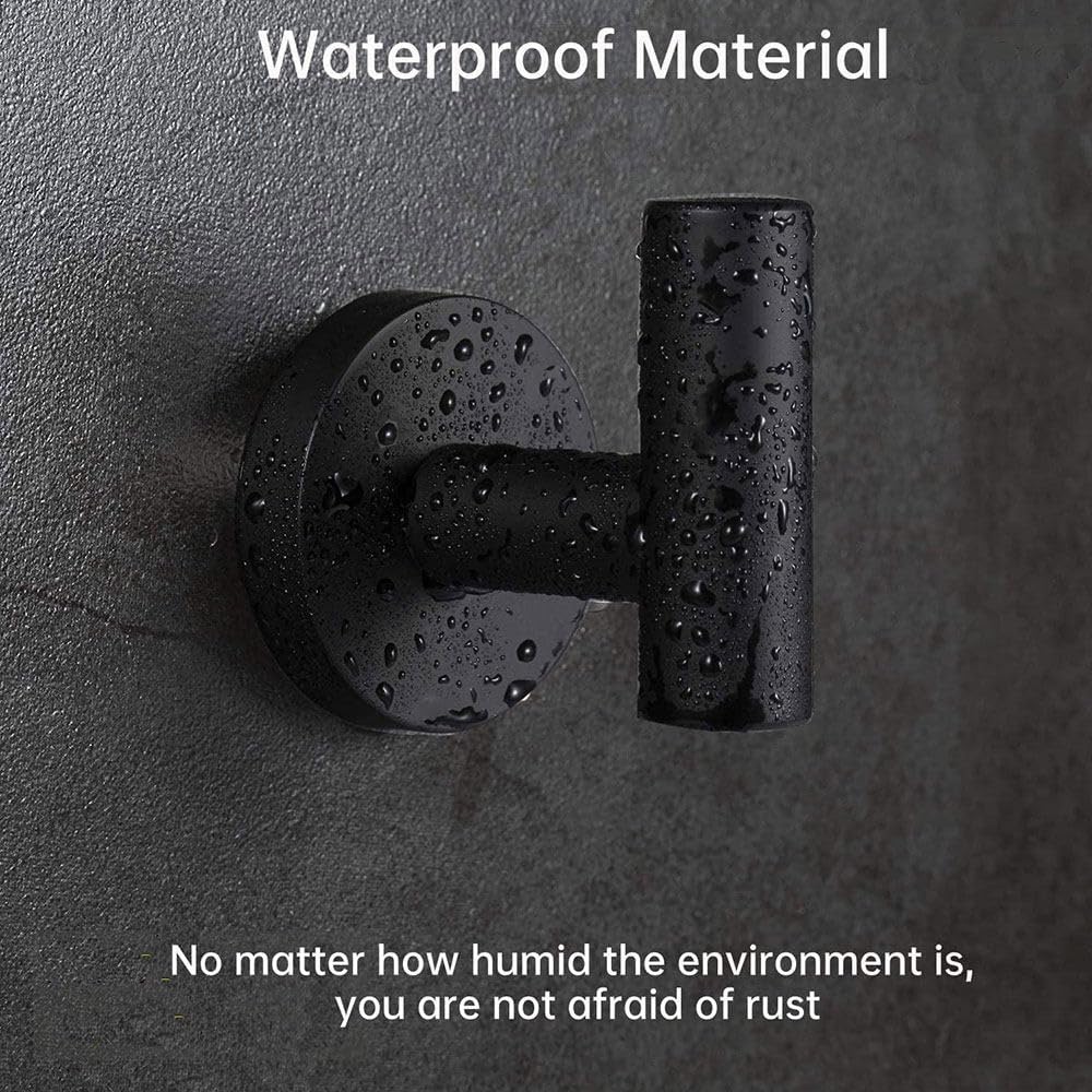 2Pcs Bathroom Towel Hooks Stainless Steel Coat Robe Hook Wall Mounted Hanger Towel Hanging Hook for Hotel Kitchen,Black