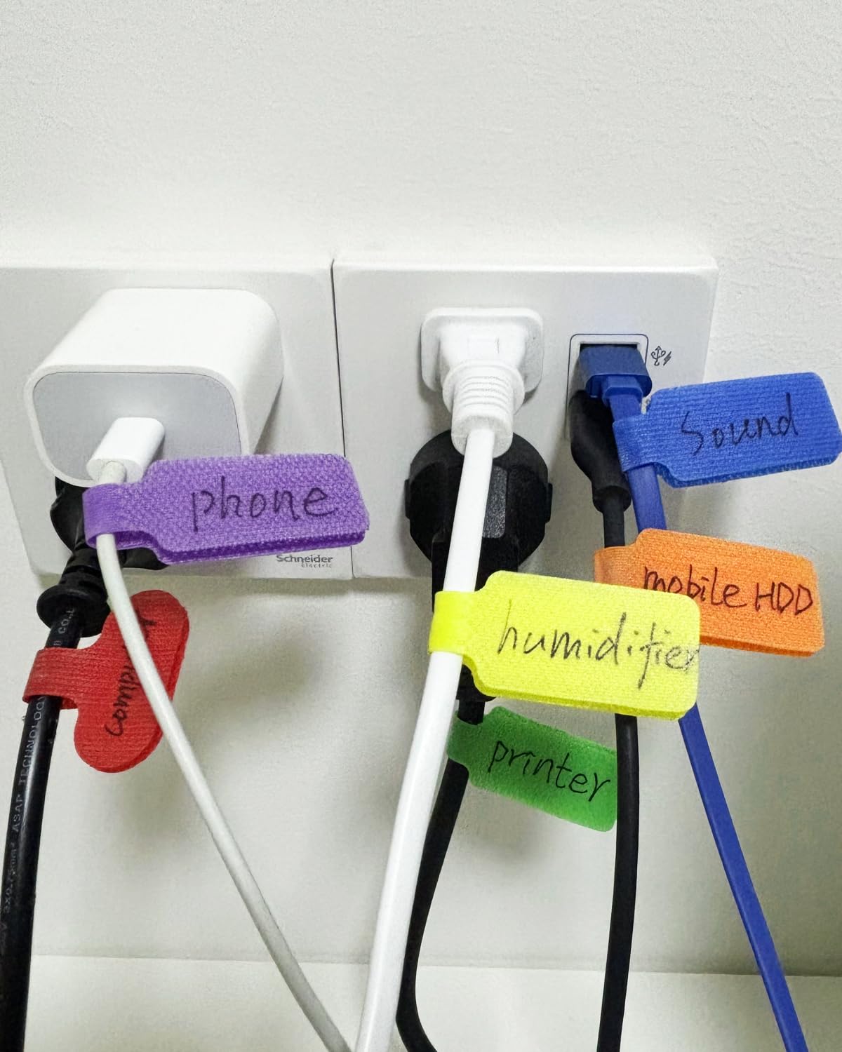 Kabeletiketten, mehrfarbig, beschriftbar, Drahtetiketten, Kabelanhänger, Drahtanhänger für Elektronik, Computer, Kabelmanagement und Identifizierung, 8 Farben, 32 Stück