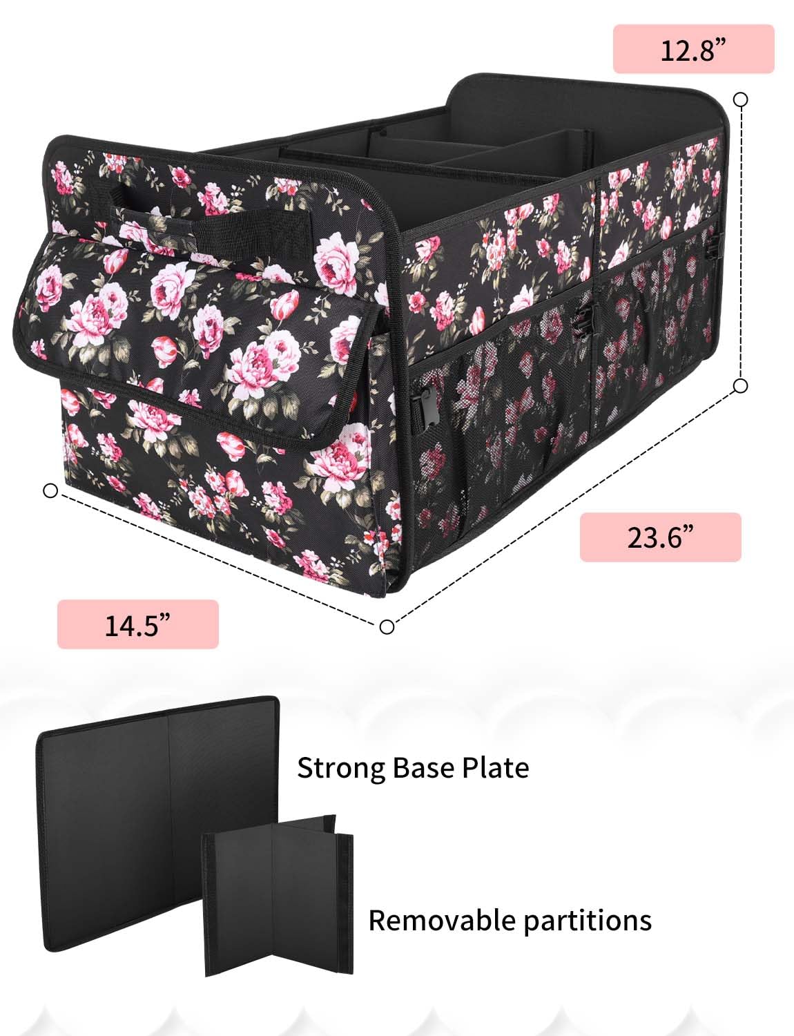 YOHOOLYO Car Trunk Organizer for SUV 72L Large Capacity Collapsible 4 Compartment Storage Multicolor Car Accessories for Women — view 7