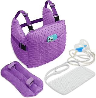 Zomaple Post Mastectomy Pillow with Strap, Seat Belt Cover & Shower Lanyard, Royal Plum – Hands-Free Wear & Provides Chest Cushion with Added Security – Pillow for Mastectomy Recovery Support