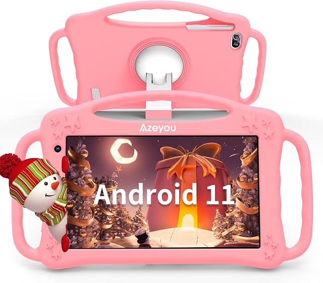 7 inch Tablet for Kids, Android 11 Kids Tablet with Parental Control, Iwawa Installed, 4000 mAh, HD Display, 32GB, Dual Camera, WiFi, Bluetooth, Children Learnig Tablet with Kid-Proof Case, Pink