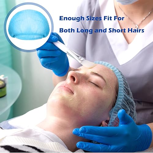 Miniatura 6 de Yahenda 500 gorras desechables Bouffant a granel de 21 pulgadas, gorras desechables para el cabello, gorras elásticas para el polvo, redes para el