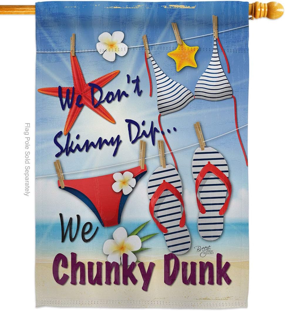 Chunky Dunk House Flag Coastal Beach Tropical Sea Shells Ocean Sand Outdoor Summer Coral Small Decorative Gift Yard Banner Made In USA 28 X 40