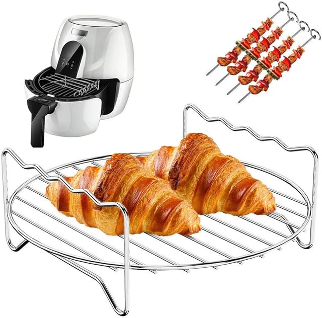 Air Fryer Rack Grilling Rack Stainless Steel Dehydrator Rack Multi-Purpose Cooking Rack Toast Rack Air Fryer Accessories Sturdy Square Rack Dishwasher