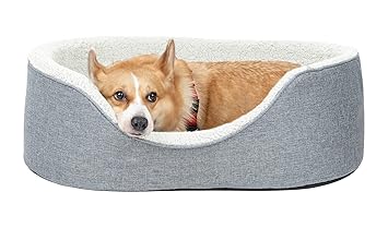 Mellifluous Luxurious Soft Fur Jute Fabric Dog Cat Pet Bed- Washable, Portable , Reversible Cushion, Suitable for All Type of Breeds (XXL, Light Grey White)