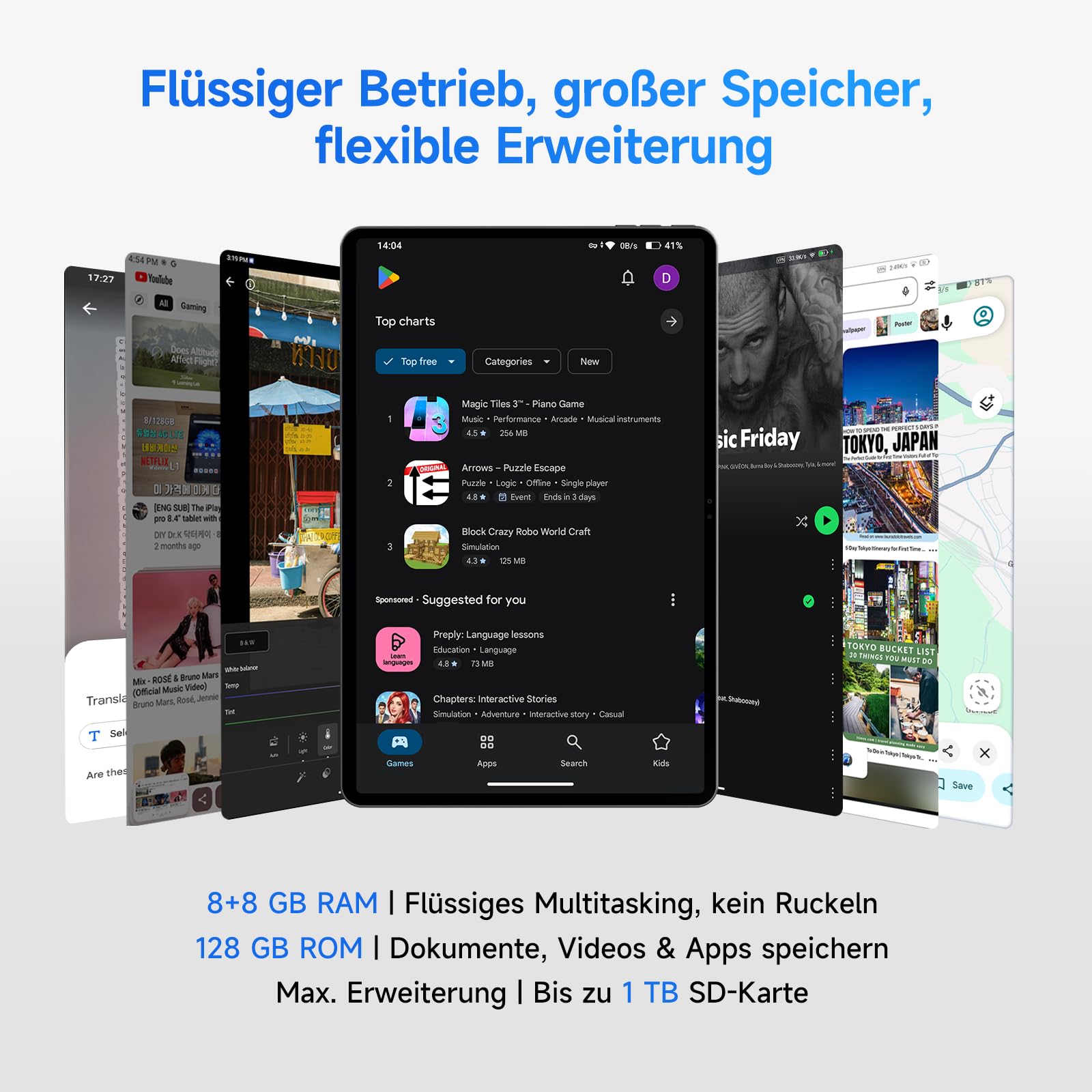ALLDOCUBE 13'' Android 16 Tablet Mit Tastatur Und Schutzhülle, PC-Modus | Tablet Set, Unisoc T7300, 1600×2560, 16GB+128GB, 10000mAh, 4G LTE, GPS, 4 Lautsprecher, Gesichtserkennung