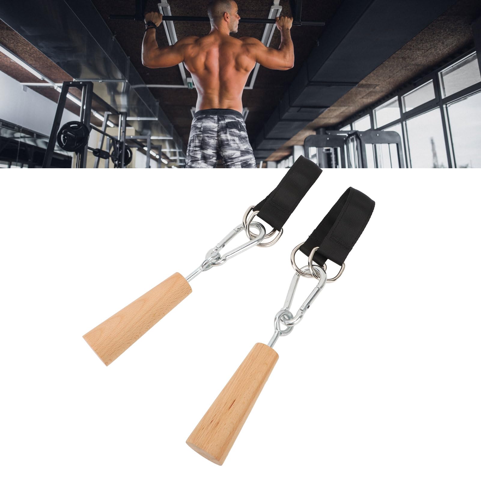 RiToEasysports Klimmzuggriffe aus Holz, Handgriffe, Krafttrainer, Trainingsgerät, Klimmzug-Fitnesszubehör für Bouldern, Kettlebells, Training