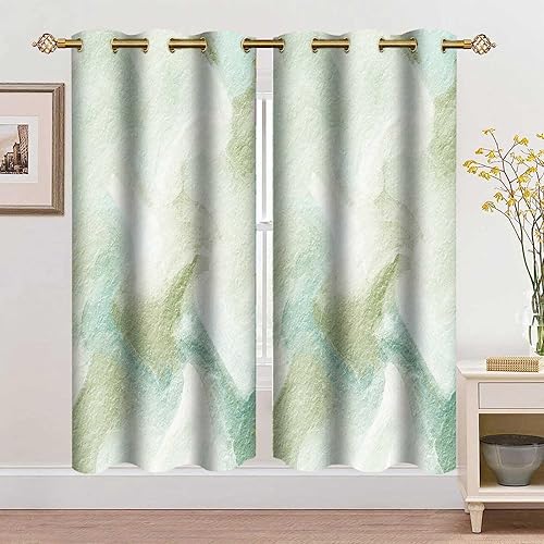Cortina opaca fluida de mármol verde claro, de lujo, moderna, con textura de roca mineral, cortinas de ventana impresas, arte abstracto, ondas para