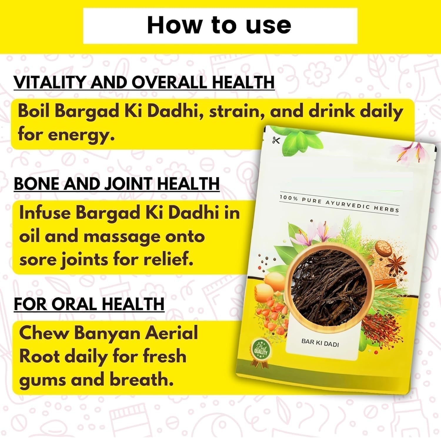 CROV Bargad Ki Dadhi -250gram -Bar Ki Dari - Banyan Aerial Roots, Pack of 1