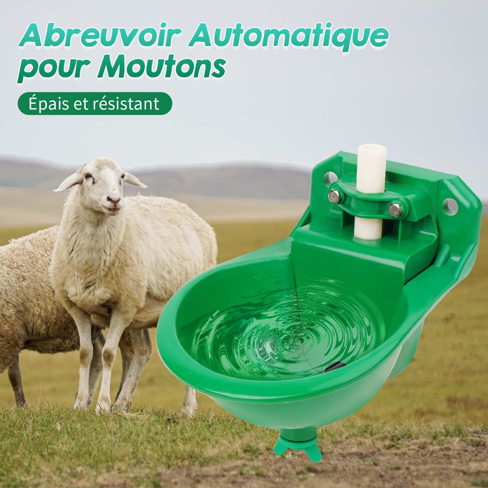 Abreuvoir Automatique Pour Moutons, Abreuvoir Pour BéTail Avec Trou de Drainage, Abreuvoir Automatique Pour Moutons, ChèVres, Chevaux, Abreuvoir Automatique Pour Bétail (2pcs)