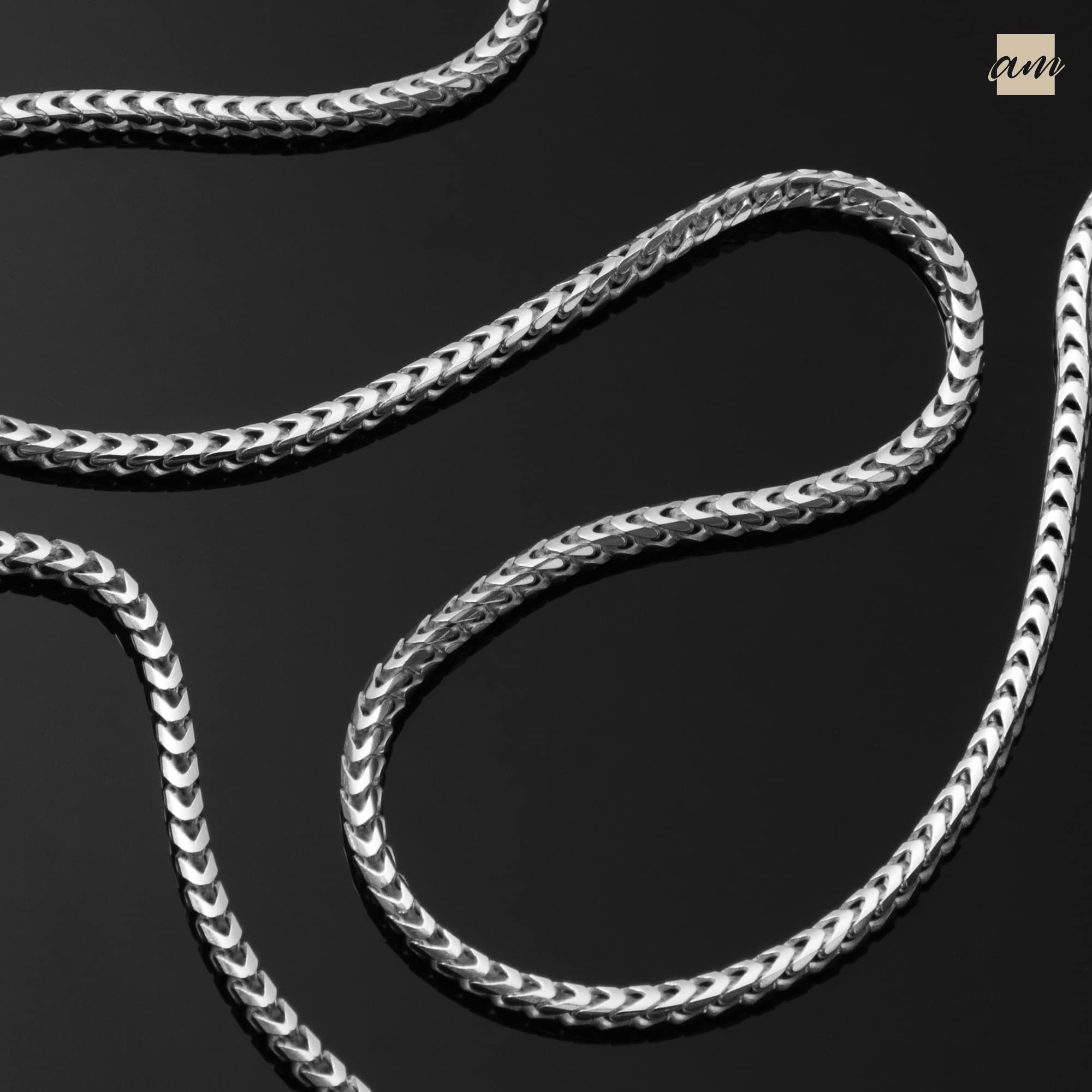 Amberta 925 Sterling Silber Halskette für Herren - Franco-Kette 2.5 mm