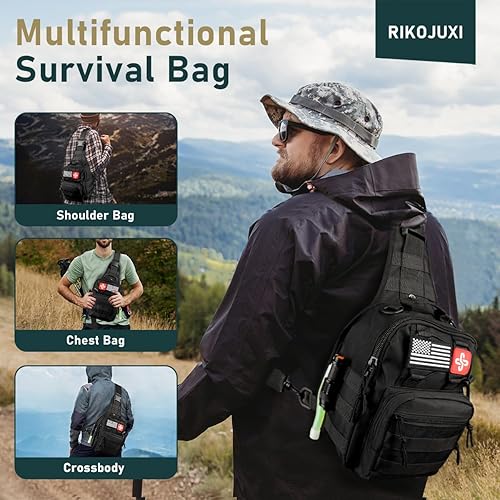 Miniatura 9 de Kit de supervivencia, 262 piezas de equipo y suministros de supervivencia con bolsa de kit de primeros auxilios y bolsa bandolera, kit de emergencia