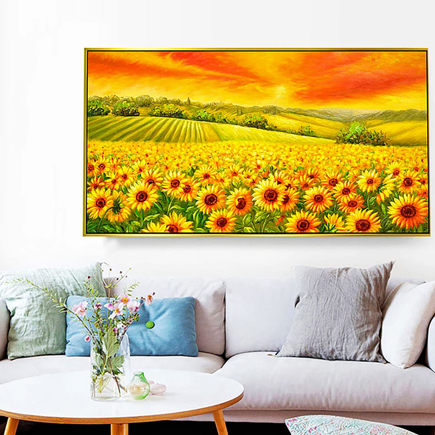 ZGmaxCL 5D Diamond Painting Full Paesaggio Rurale Paint by Numbers Dipinti Casa Arredamento 100x50cm