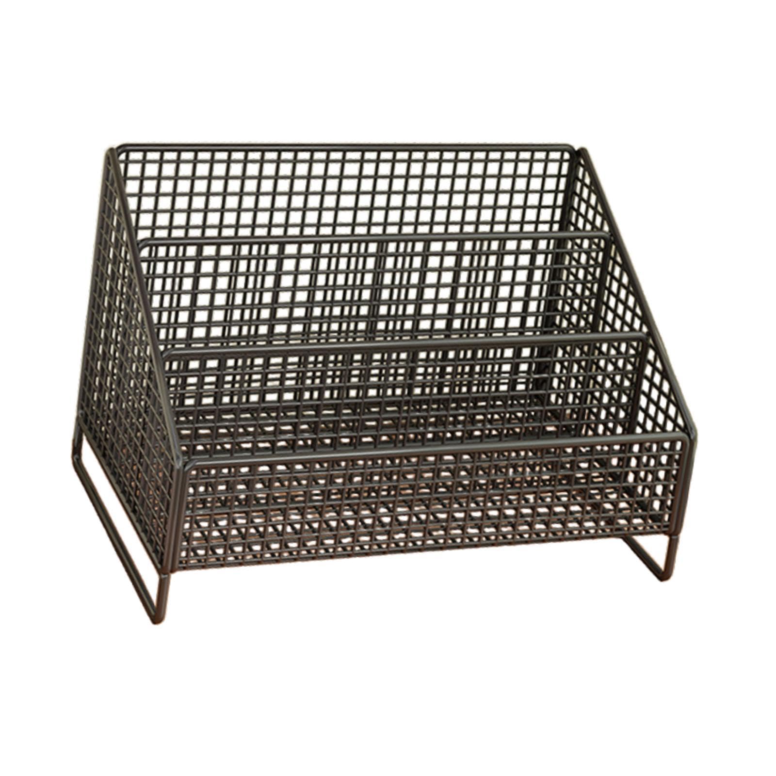 Supporto per Dischi Vinile Rack Espositore Organizer da Scrivania in Ferro Robusto Antideformazione Tre Scomparti Adatto per Negozi Uffici Saloni Most, Nero, 36cmx22cmx24cm