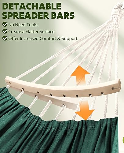 Miniatura 3 de Chihee Hamaca para soporte de 9.8 pies x 4.9 pies, hamaca de algodón suave con capacidad para hasta 660 libras, hamacas portátiles para árboles con
