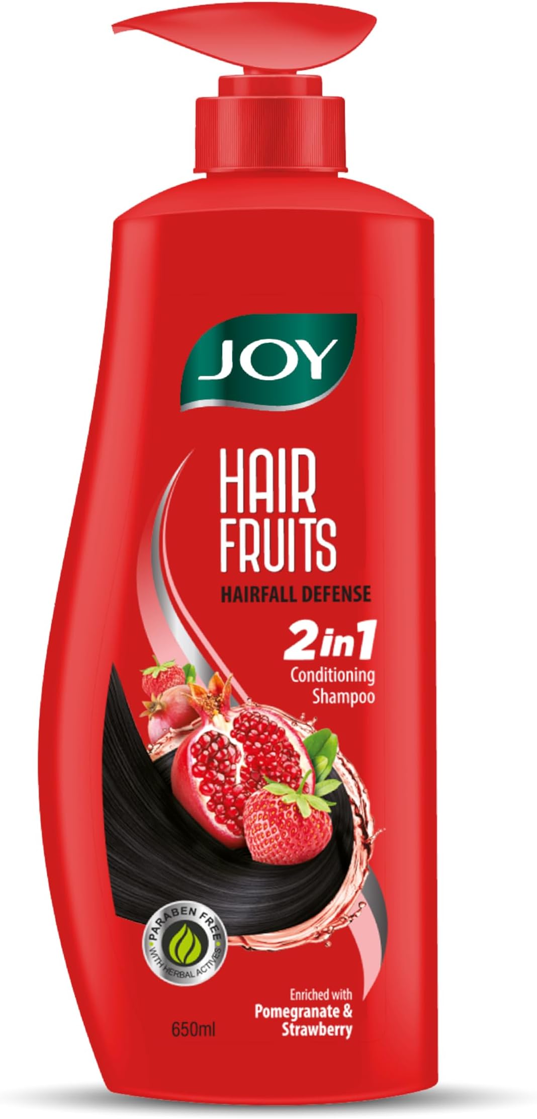 Hair Fruits Hairfall Defense Conditioning Shampoo Enriched with Pomegranate & Strawberry, 650 ml