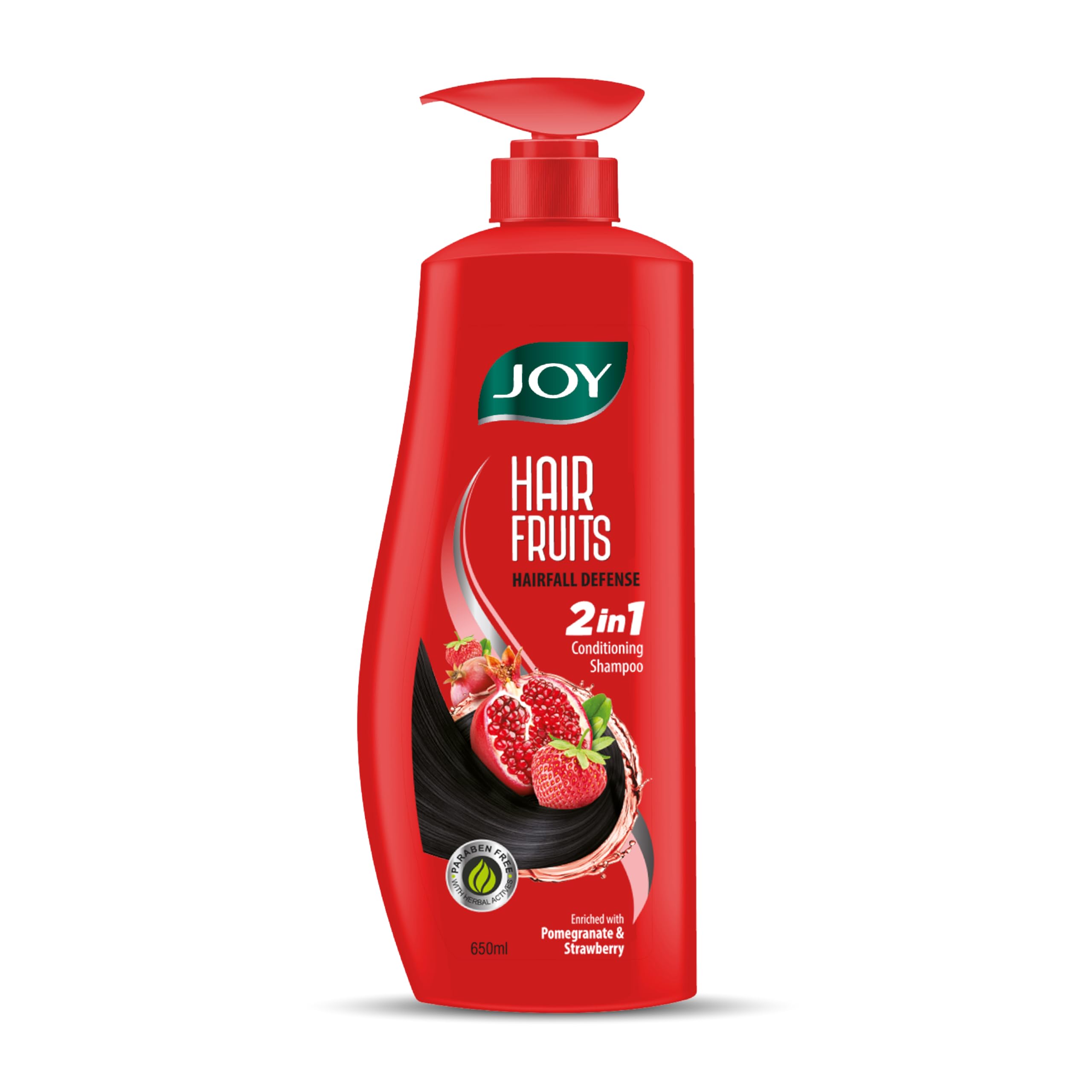 Joy Hair Fruits Hairfall Defense Conditioning Shampoo Enriched with Pomegranate & Strawberry, 650 ml