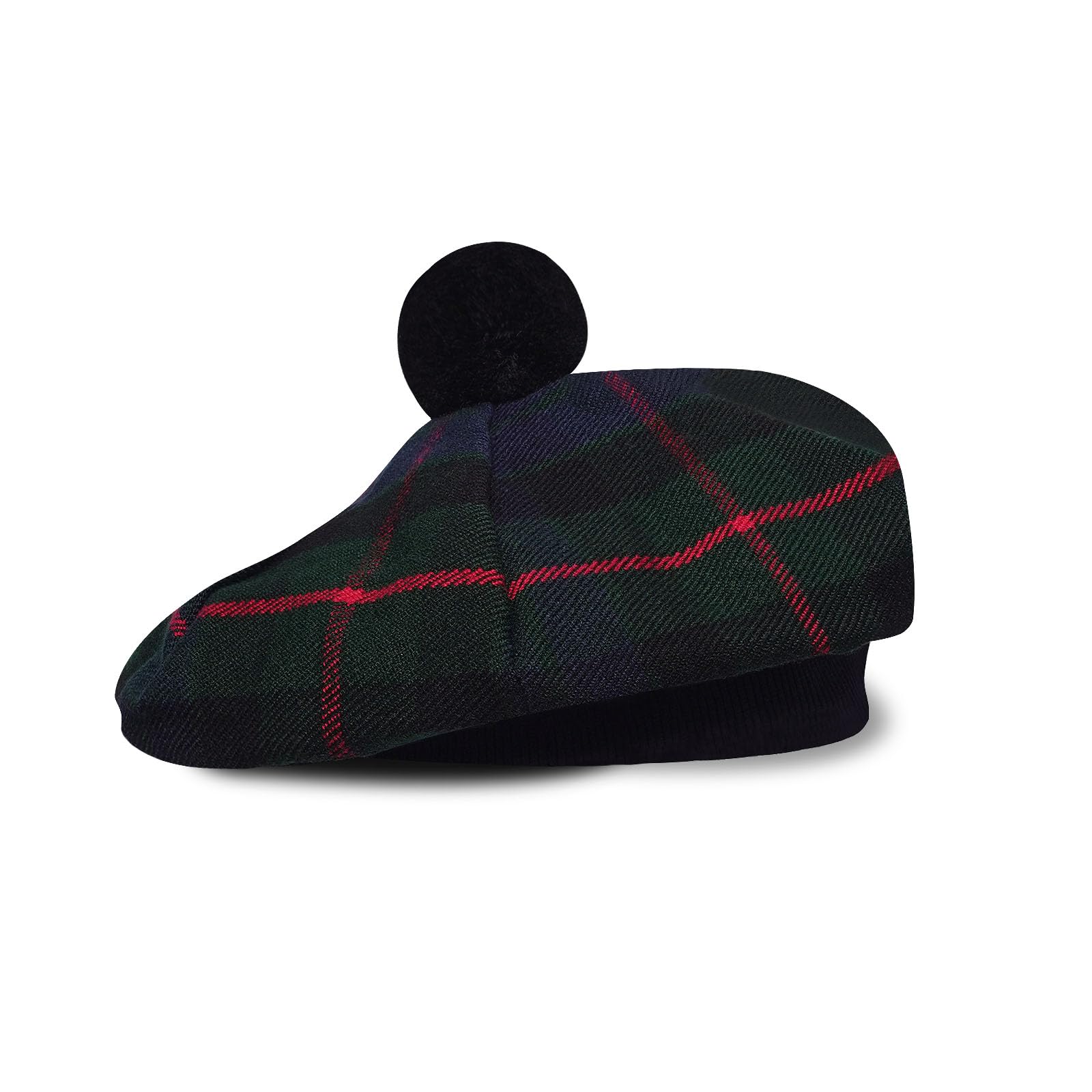 Scottish Tam O’ Shanter Hat Tartan Bonnet Pom Pom Wool Flat Cap One Size