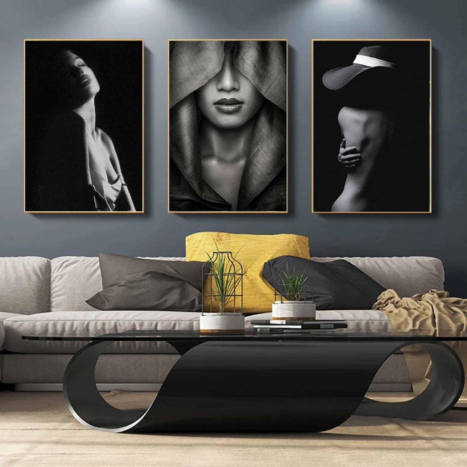 Tela Da Parete Bianco E Nero 30x40 Cm - Quadro Con Dito Medio, Arte Femminista Ironica Per Soggiorno O Camera Da Letto