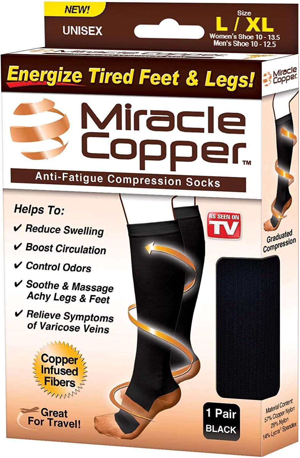 Miracle Copper Socks (Extra Firm) (Small/Medium, 1 Pair)