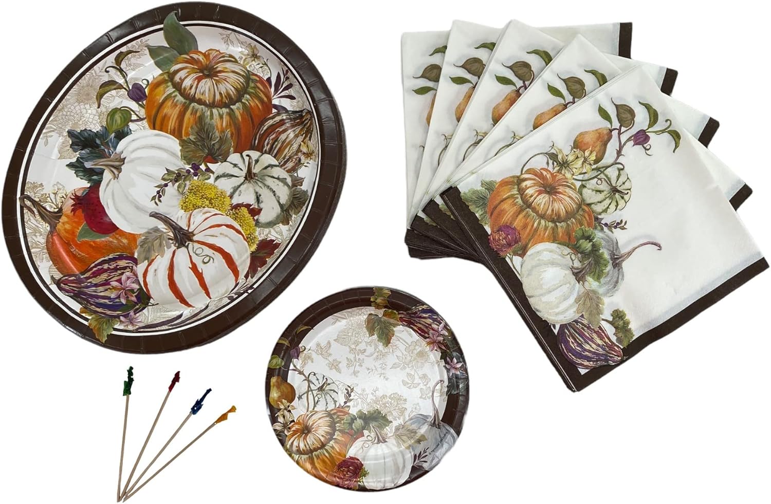 Fall Dinnerware Set Disposable Dishes Includes 20 Oval