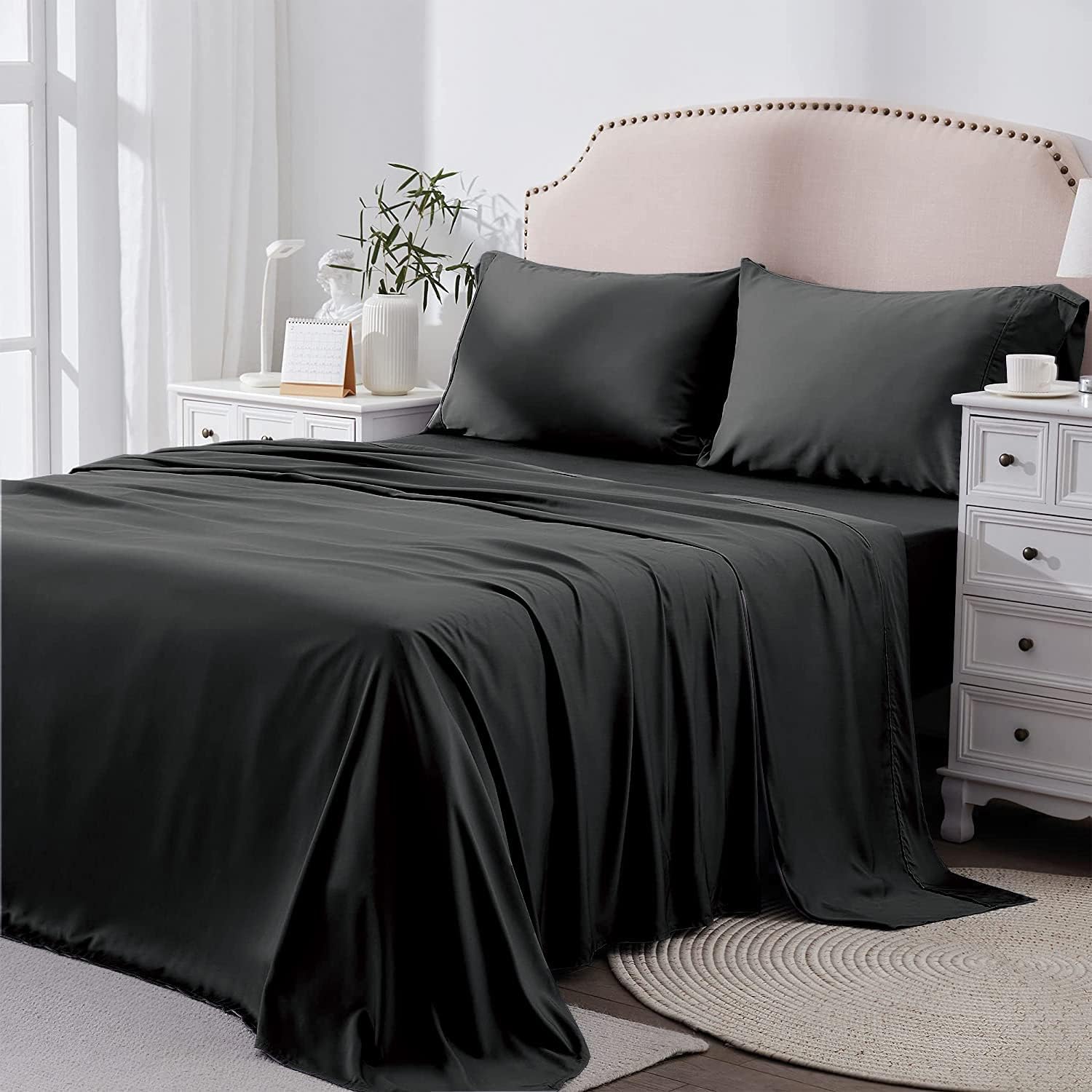 ForZzz 4 Piece Queen Bed Sheet Set2000TC Bedding Sheets & Pillowcases