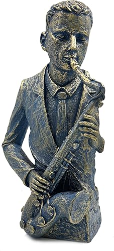 Miniatura 8 de DESHINTKE Figura de saxofonista retro, decoración musical, saxofón de resina, estatuas de músico, escultura moderna para regalos de música en el