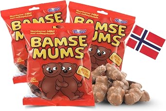 Marshmallow Chocolate Bears Bundle Includes 3x Nidar Bamse Mums Marshmallow Bears 115g each Norwegian Chocolate Covered Marshmallows | and Norway Mini Flag Gift by Donny & Dev