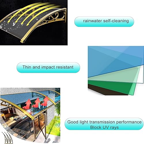 Miniatura 3 de Toldo de ventana, toldo de patio al aire libre, toldo de puerta delantera, cubierta de policarbonato, hoja hueca de protección, protección contra la