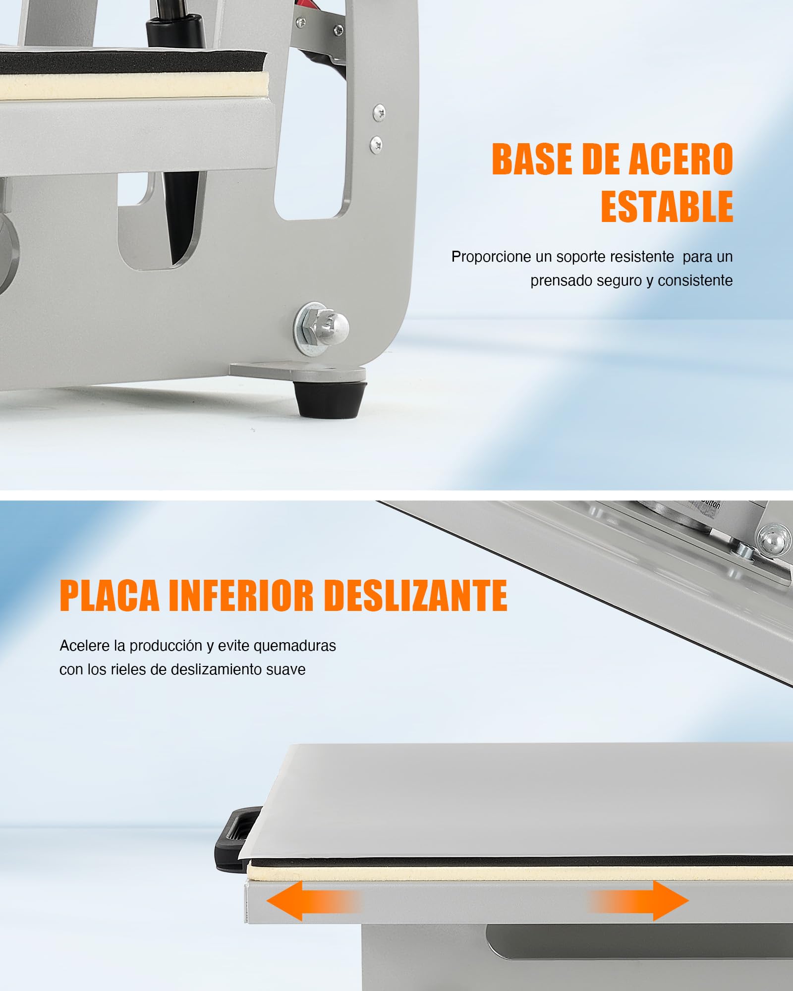 CREWORKS Prensa de Calor 50x40, Plancha Sublimacion Semiautomática, 2200W Plancha Sublimacion 40x50 cm con Base Deslizante, Prensa Termica para Camiseta, Alfombrillas de Ratón y Más