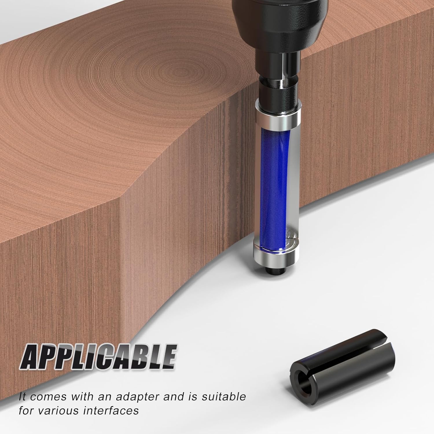 4Pcs Flush Trim Top and Bottom Bearing Router Bit 1/4Inch Shank for Woodworking, Cutting Diameter:1/2Inch, Cutting Length:3/4 Inch, 1 Inch, 1-1/4 Inch, 1-1/2 Inch with Bearing Replacement Set