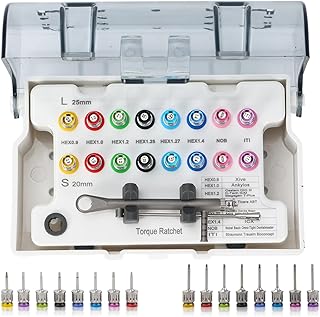 Dental Implant Torque Wrench Set - Universal Prosthetic Kit Dental Implant Kit with Torque Ratchet Screwdrivers 16 pcs,10-70Ncm, Secure Disassemble Implant Restorations