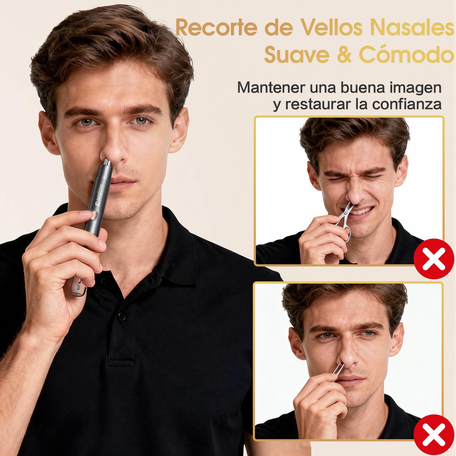 Otoscopio y Cortapelos Nariz 2 en 1 Kit, Limpiador de Oidos Cera con Camara 1080P HD Wifi, Eliminar Cera del Oído y Recortar el Vello Nasal Compatible iOS y Android