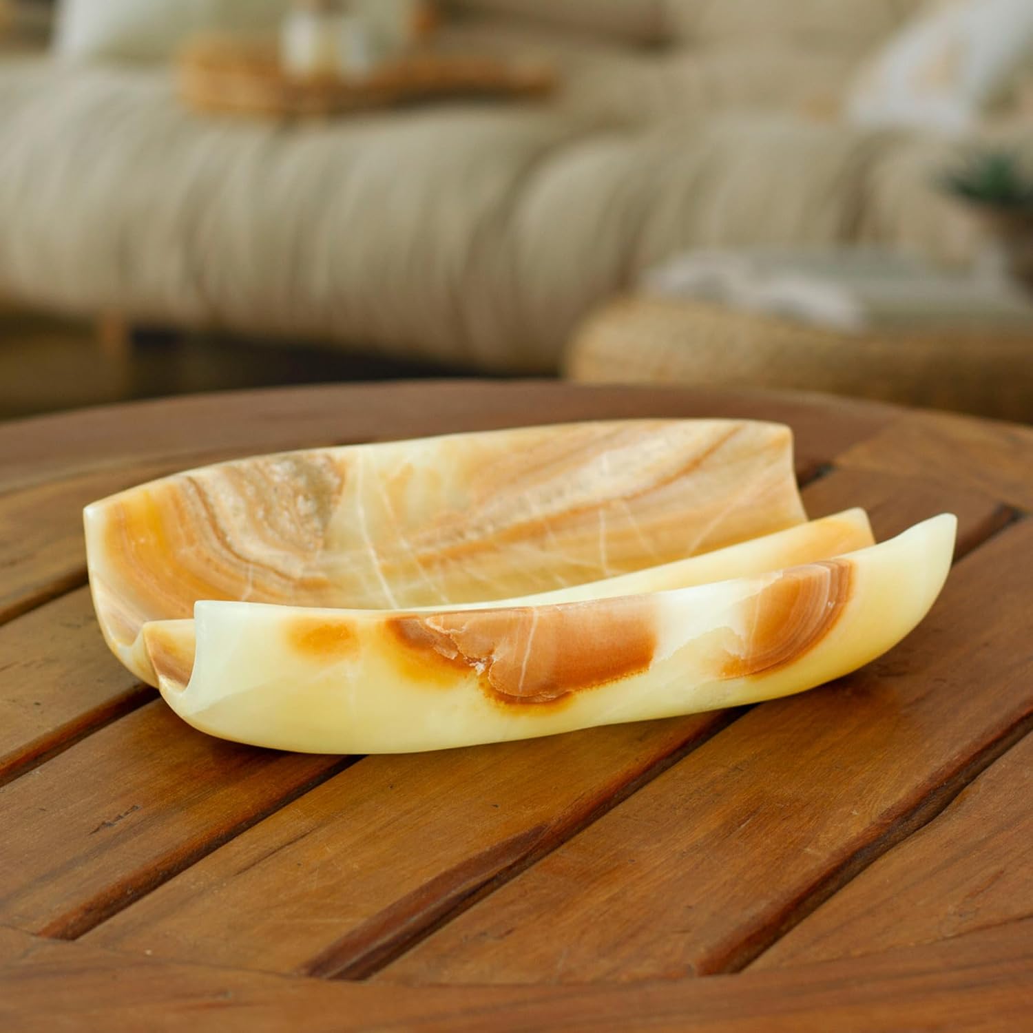 NOVICA Artisan Handcrafted Onyx Centerpiece Artisan Modern in Natural Mexican Brown Stone Mexico Tableware Centerpieces [2.6in H x 11.75in W x 8.25in D] ' on Nature' S Wings'