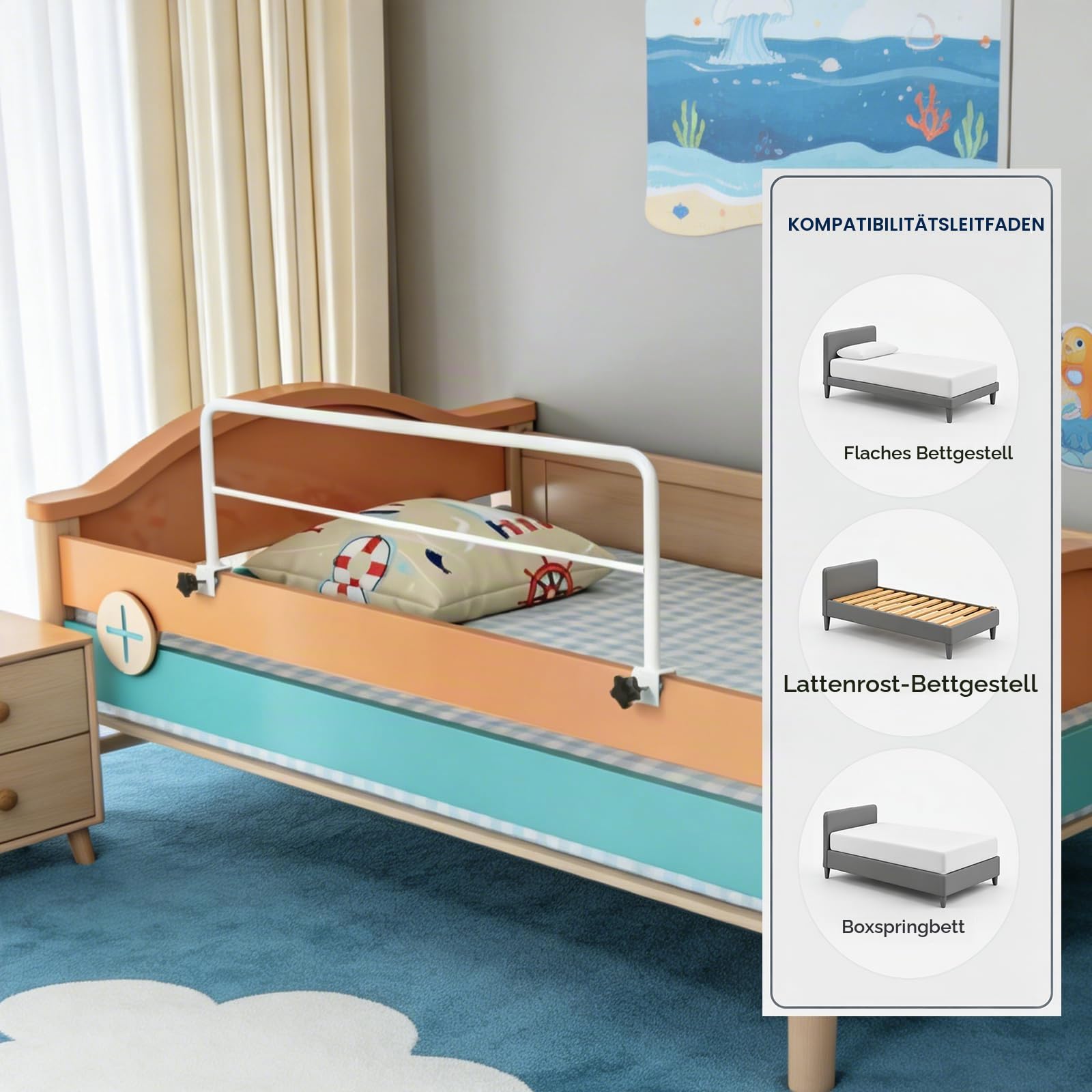 Bettgitter für Senioren Aufstehhilfe Bett, Rausfallschutz Bett (8630)
