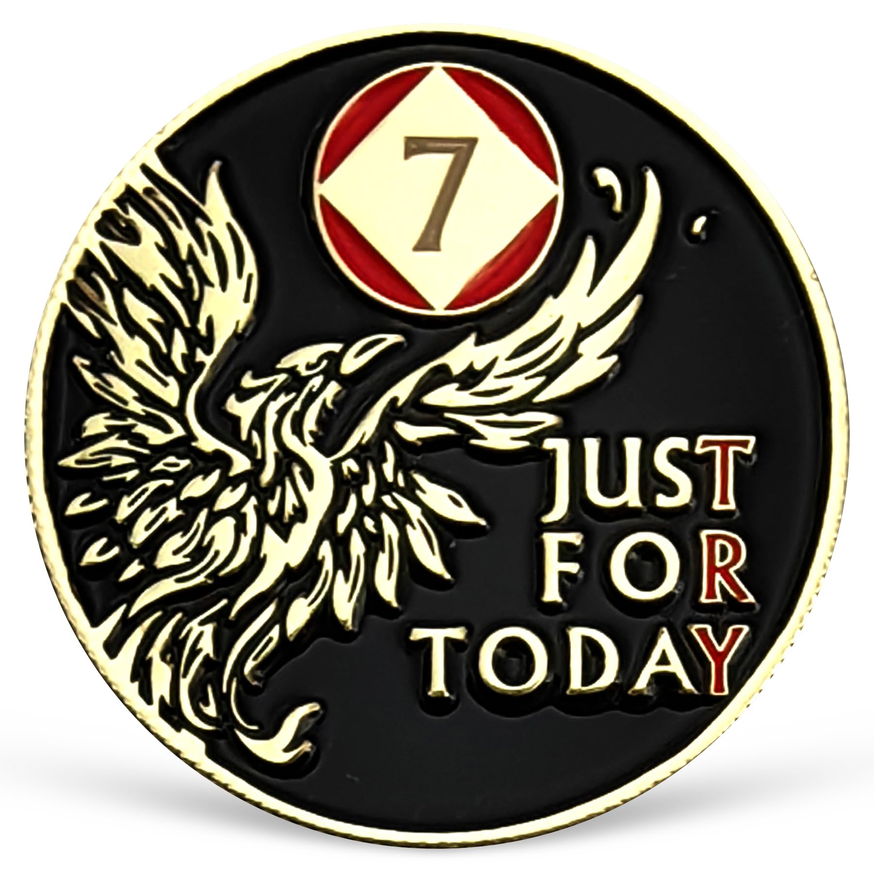 Phoenix 7 Year NA Medallion Just for Today Recovery Chip with Serenity Prayer NA AA Sobriety Coin Seven Year Narcotics Anonymous Gifts for Men Women