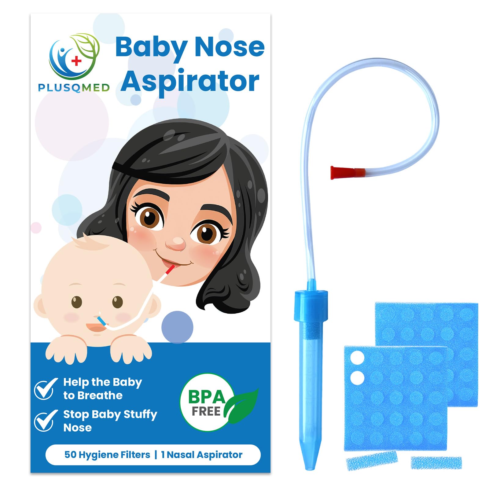Baby-Nasensauger, mit 50 Hygiene-Filtern – sicher und leicht zu reinigen für Neugeborene, Säuglinge, Kinder – Nasensauger, Baby-Nasenreiniger, Schleimentferner, Booger-Entferner, Nasensauger.