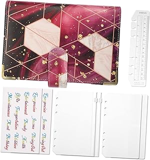 GRIRIW 1 Conjunto Fichário Livro Planejador Fichário Capa Fichário Planejador De Orçamento Capa De Fichário De Couro Pu Fichário De Orçamento Com Envelopes De Dinheiro Folhas De