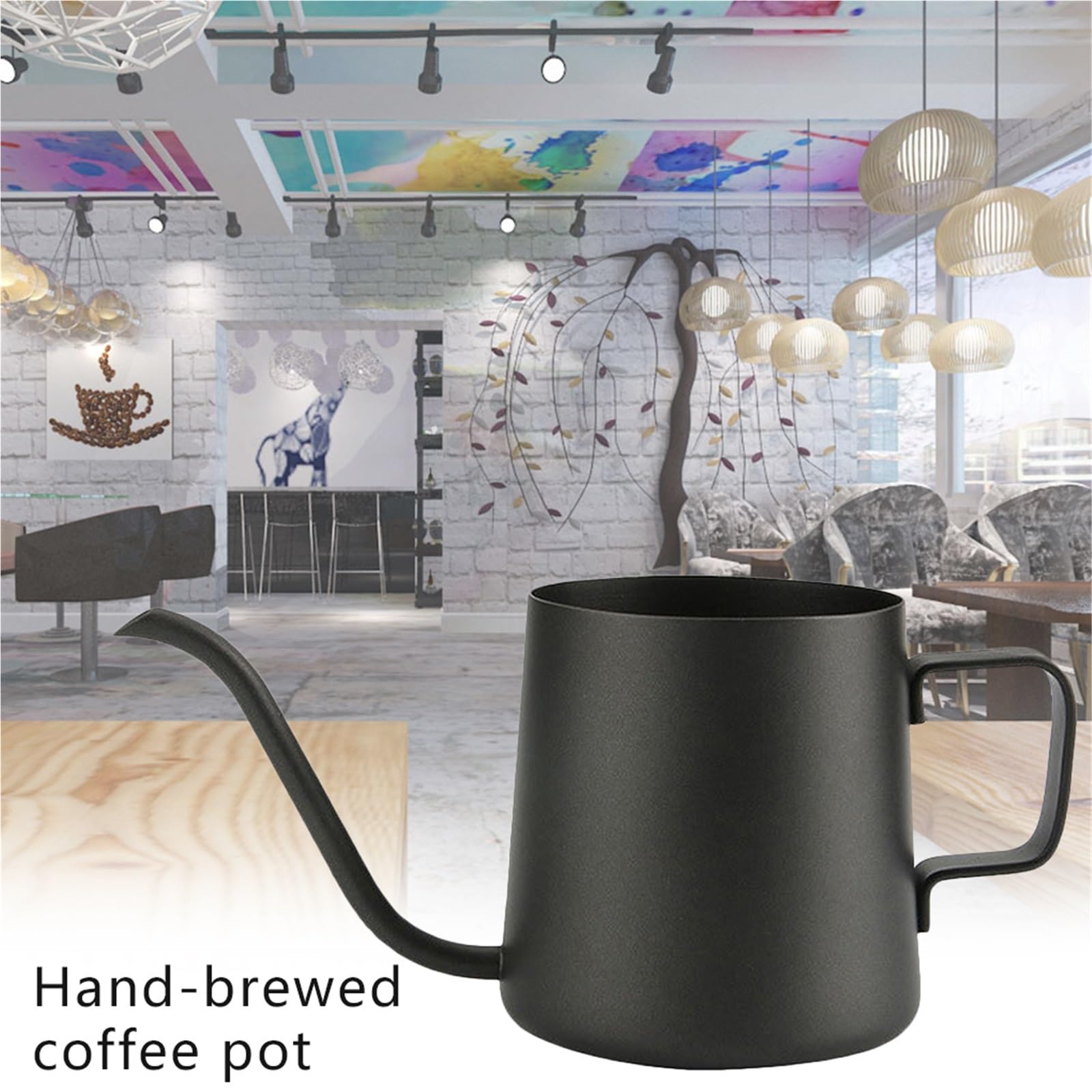 Kaffee Wasserkocher Milchbecher aus Edelstahl 304, handgebrühte Kaffeekanne, hängende Ohrkanne, Kaffeezubehör, Schwanenhals-Teekessel, Kaffeezubehör 250 ml Für Kaffee，Tee