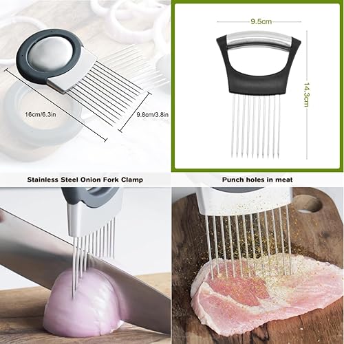 Miniatura 2 de Soporte para rebanadas de cebolla de acero inoxidable 2024, cortador de verduras, cortador de verduras, herramienta auxiliar para rebanar cebolla,