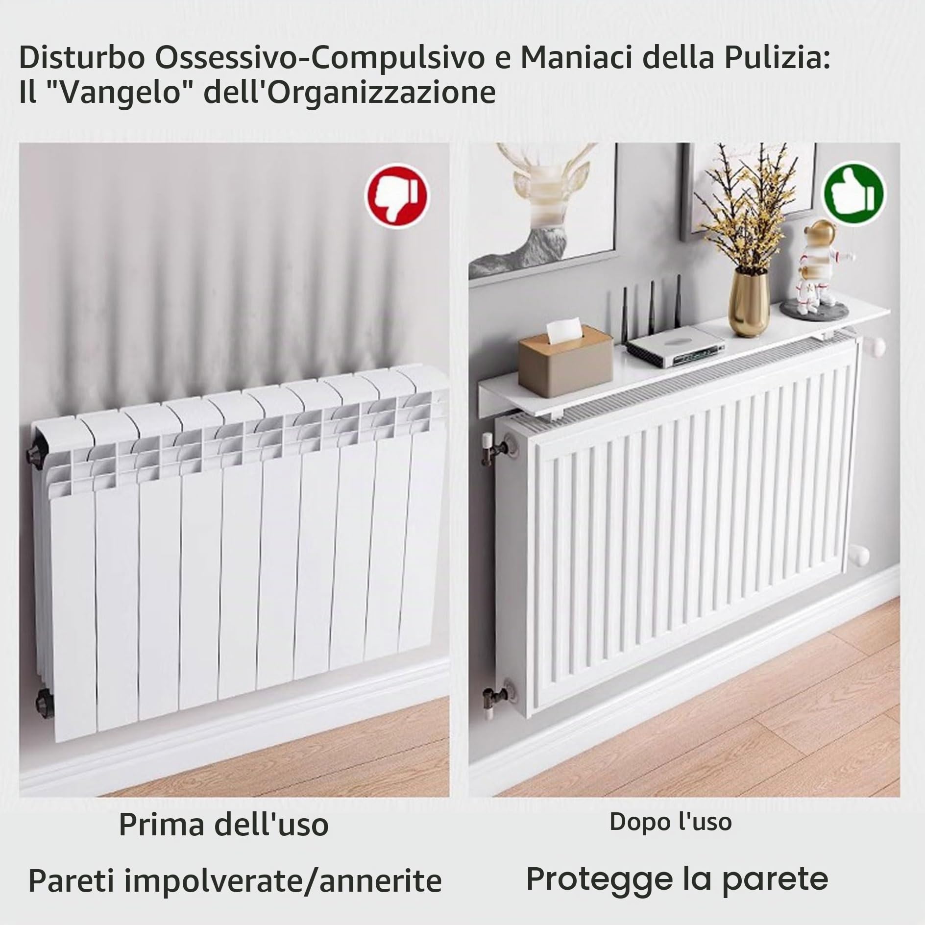 Mensola per Termosifone,Termosifone Alluminio,Copritermosifone Bianco Moderno,Copri Termosifone,Copri Caloriferi Termosifoni in ghisa,Antifumo Antipolvere,per Ufficio,Domestico,Soggiorno(35cm)