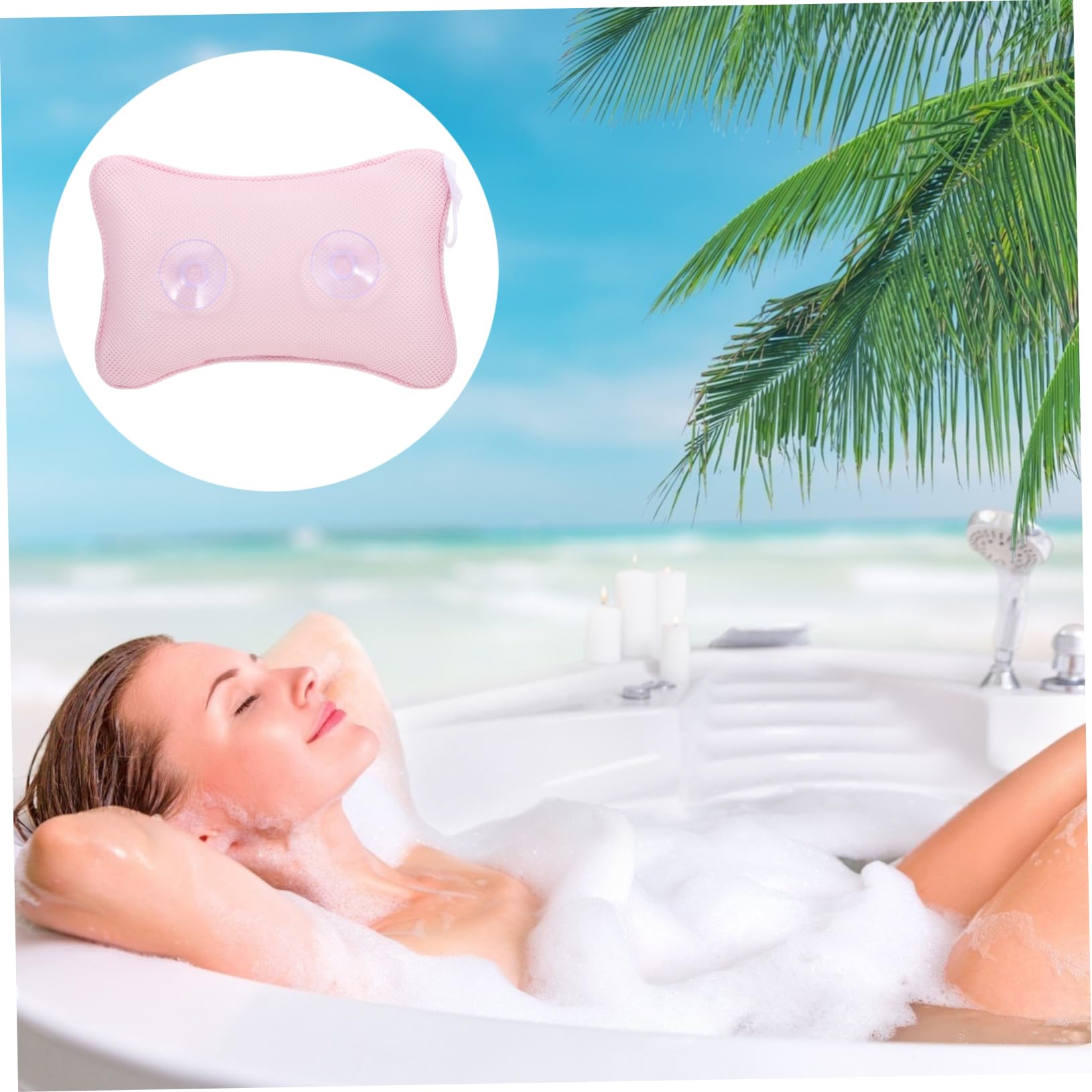 FRCOLOR 2pièces Oreiller De Bain Maille Respirante avec Ventouses Confort Pratique pour Spa Et