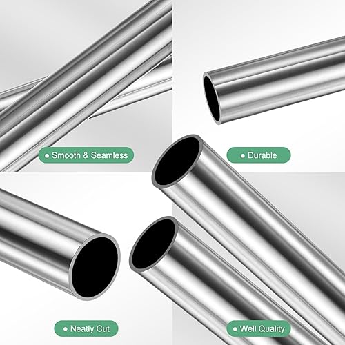 Miniatura 2 de Paquete de 2 tubos de acero inoxidable 304 de 5.906 in, diámetro exterior de 0.06 pulgadas de grosor de pared, tubos de acero inoxidable sin