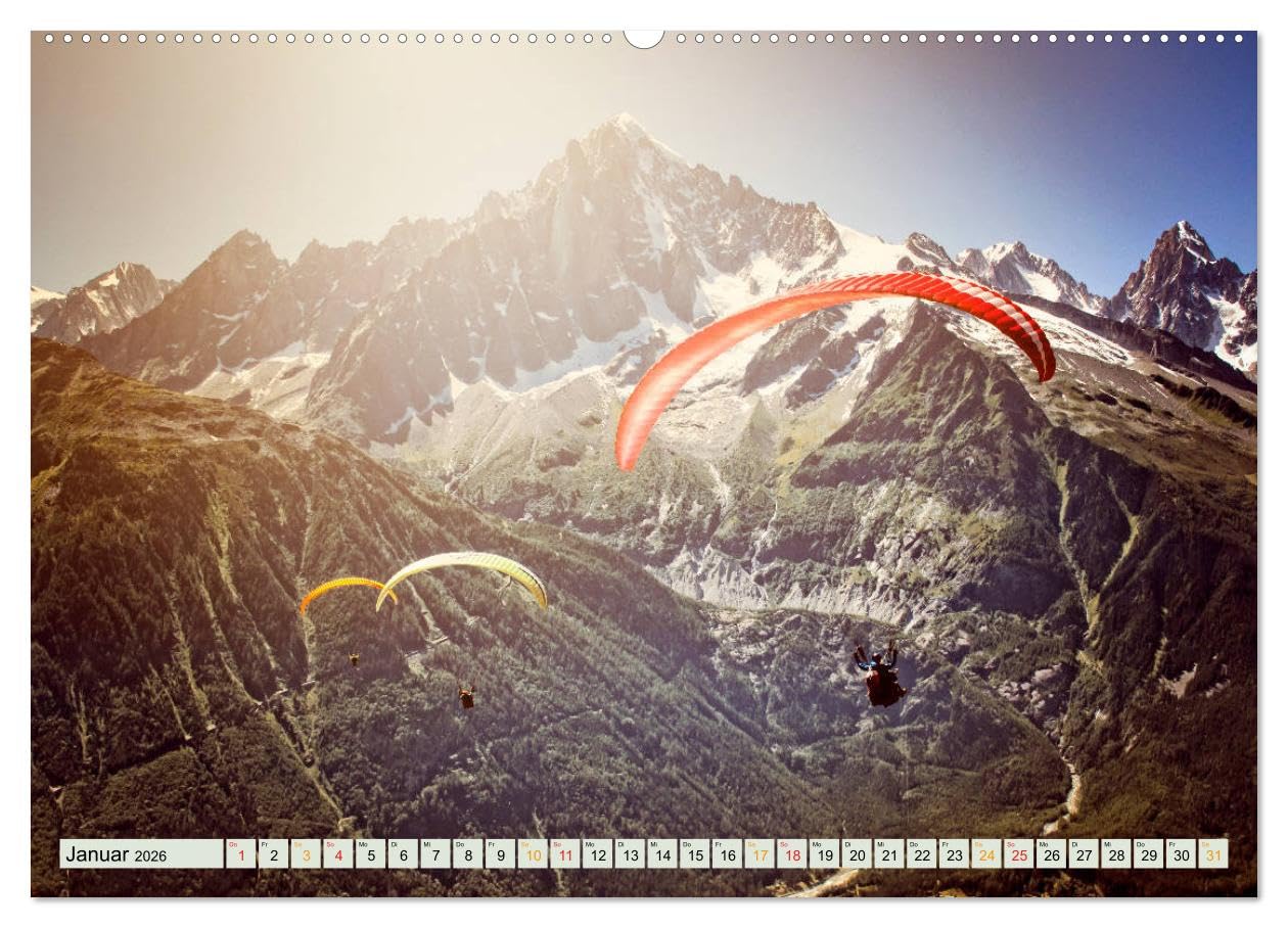 Paragliding - Mut zum Abenteuer (Wandkalender 2026 DIN A2 quer), CALVENDO Monatskalender: Paragliding - schweben ohne Grenzen mit dem Gleitschirm. (CALVENDO Sport)